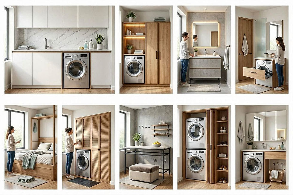 Smart Dry Balcony and Washing Machine Layouts from Interior Designers in Pune.