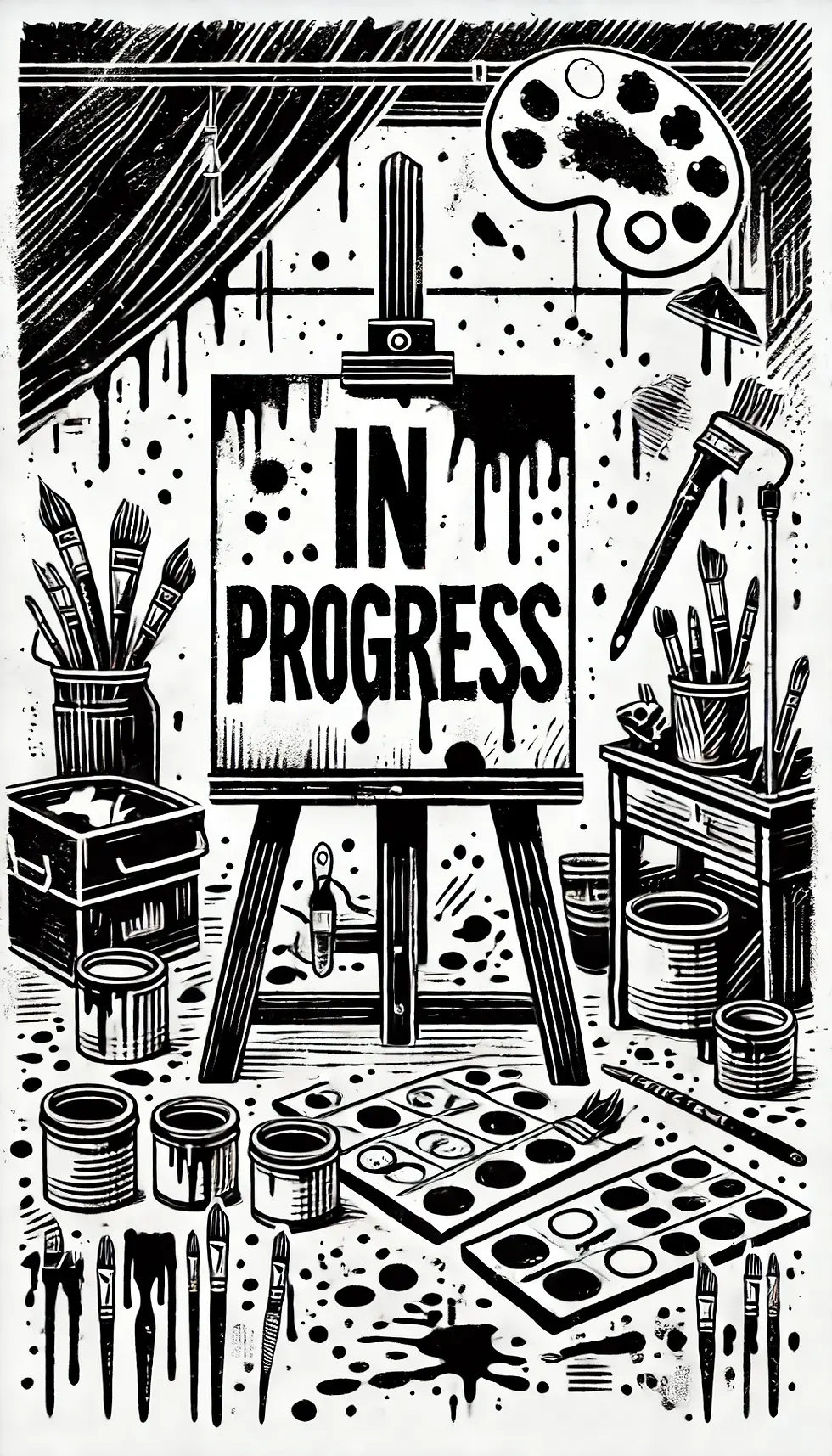 DALL·E 2025-05-12 13.22.45 - A bold black and white illustration in portrait mode of an 'I