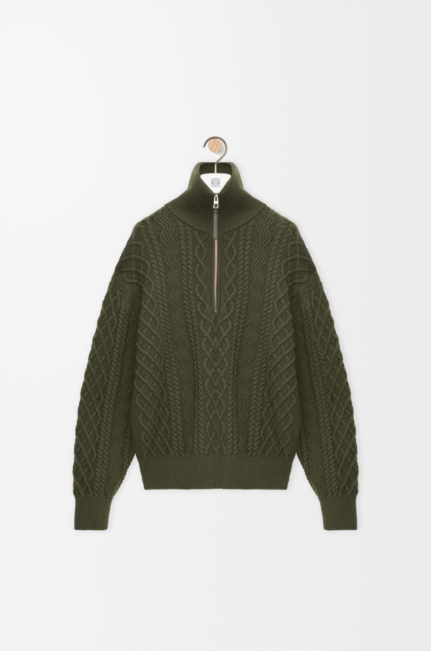 Zip-up sweater in wool