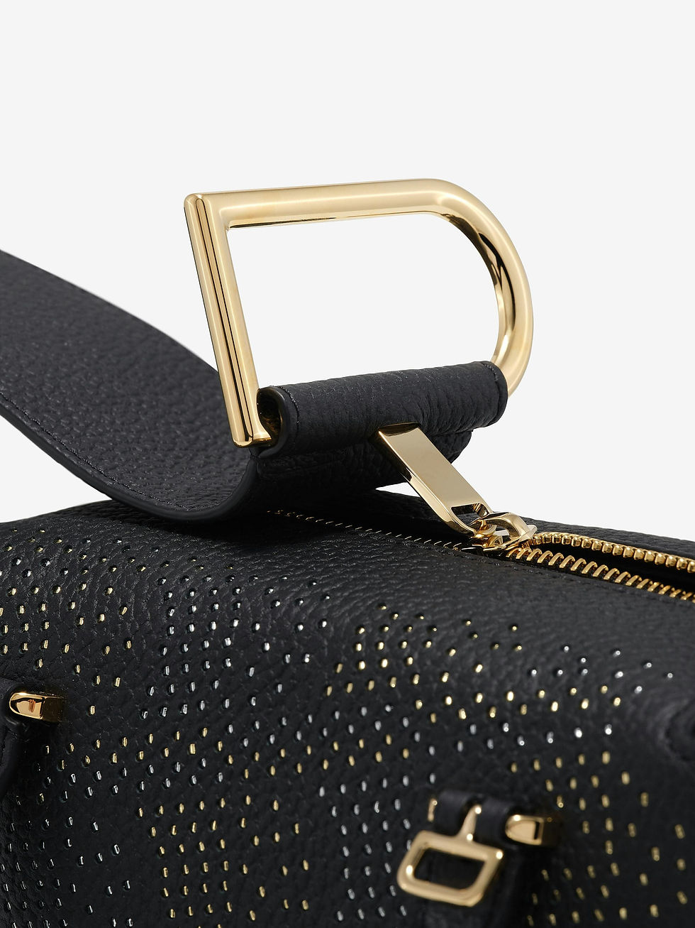 Cool Box Mini Carriage 手袋金色 D 字形扣環特寫