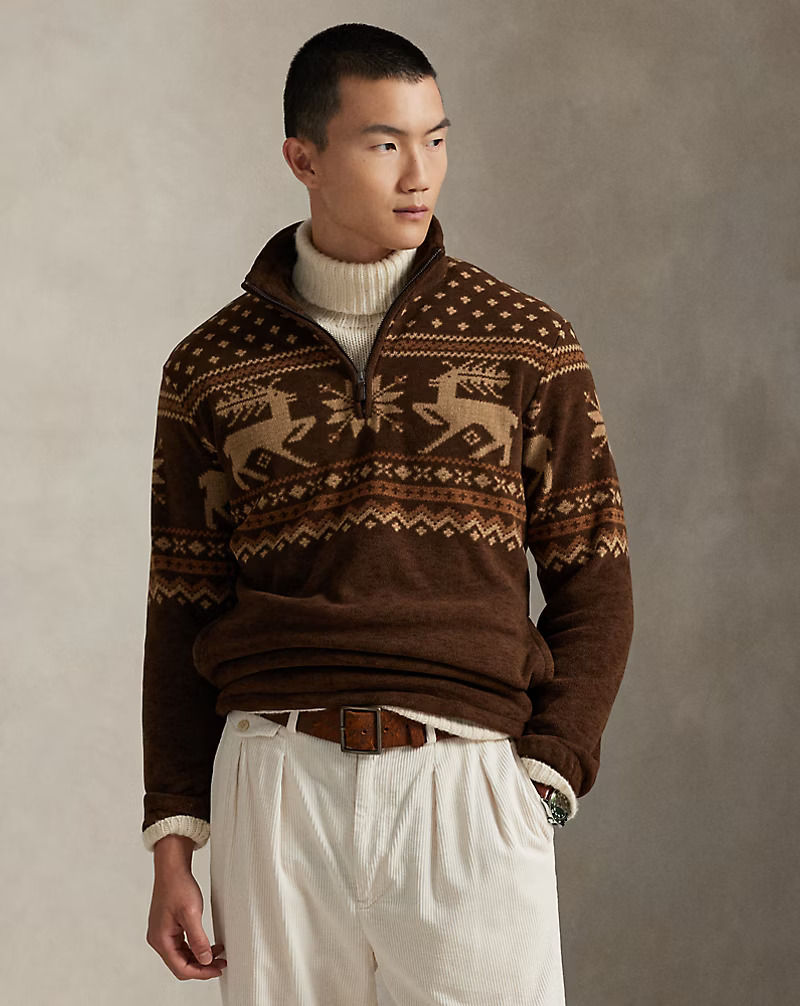 1/4 拉鍊磨毛刷毛套頭衫