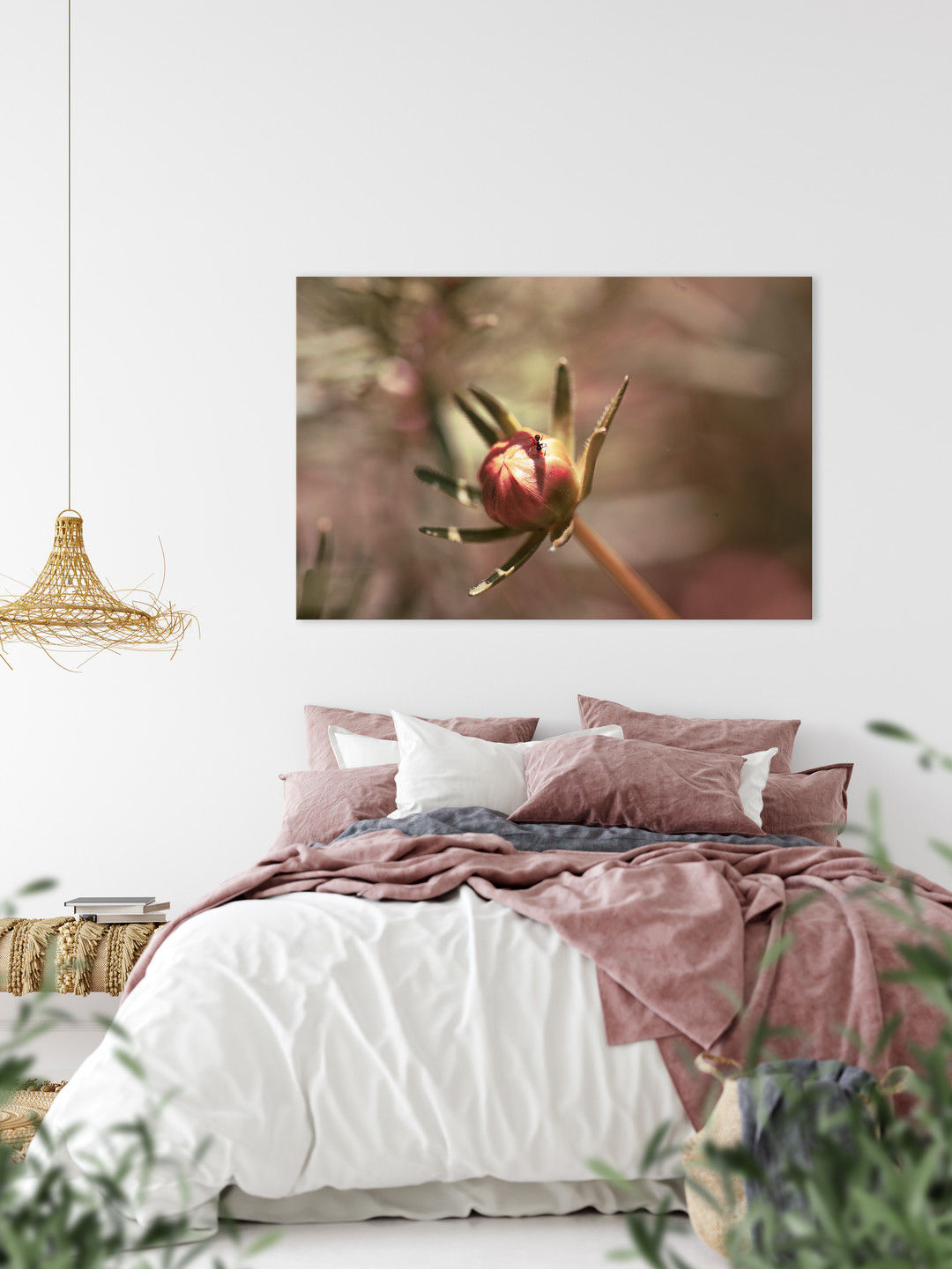 BOTÃO DE FLOR E FORMIGA TONS QUENTES