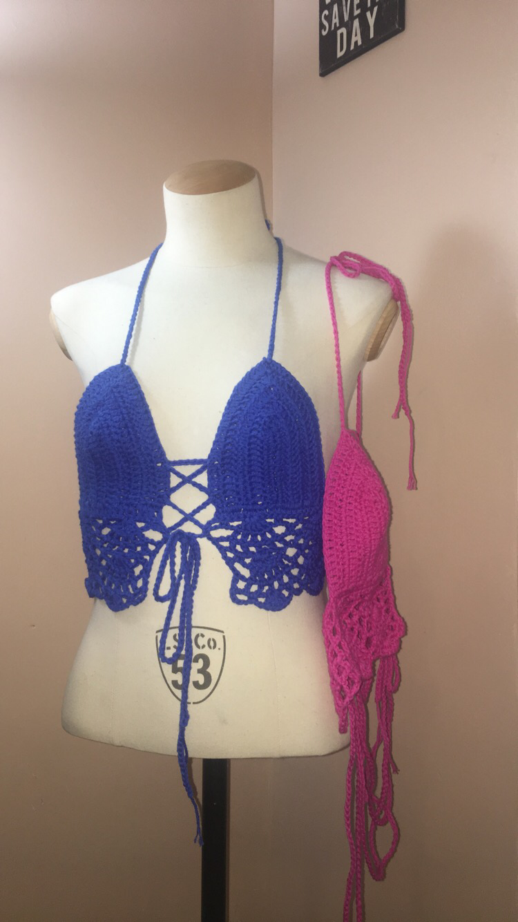 Bikini top blue and pink