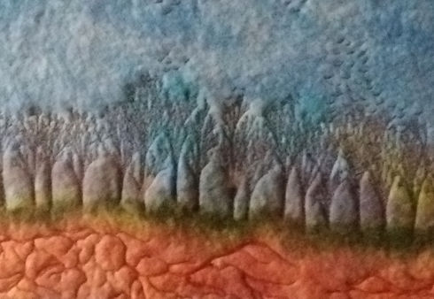 Felt and stitch art piece, 'The village avenue_