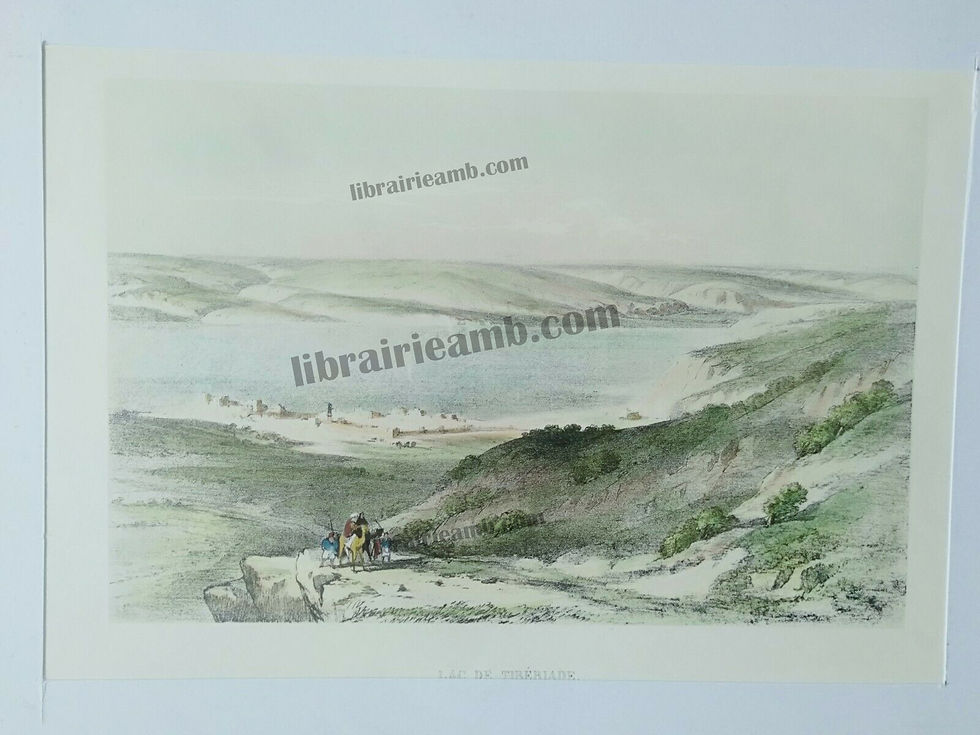 LAC DE TIBERIADE Nubie Egypte Syrie D. ROBERTS 1838 gravure aquarellee 26x16cm