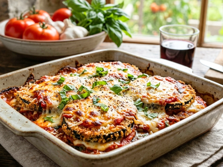 Hearty eggplant parmesan made with farm fresh ingredients makes the perfect summer dish