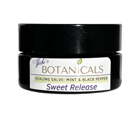 Jar of Sweet Release mint and black pepper healing salve