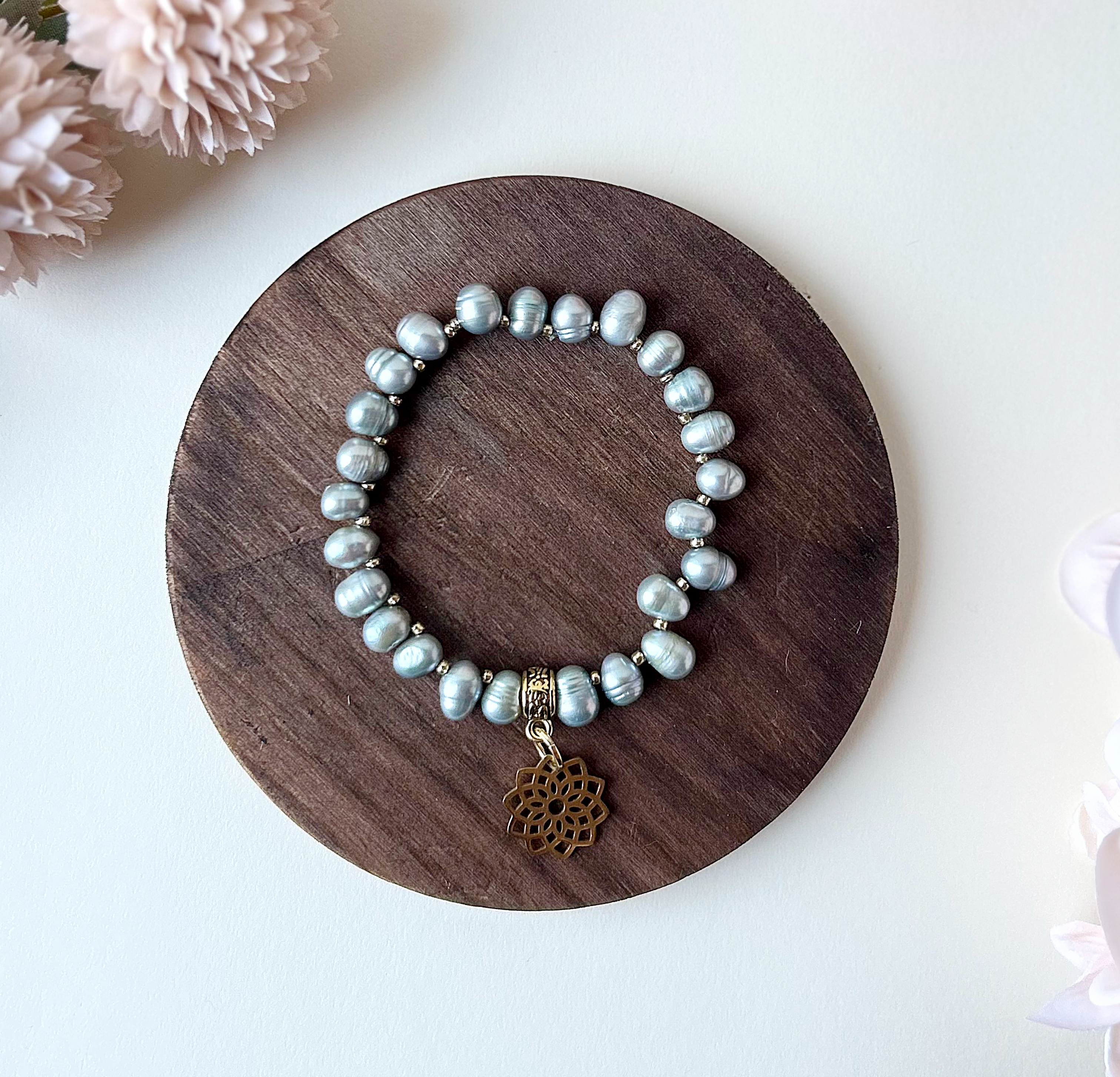 Baby Blue Freshwater Pearl Stacker Bracelet