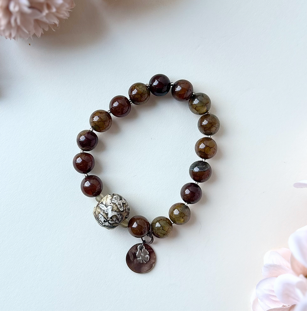 Thumbnail: Agate and Bone Stacker Bracelet