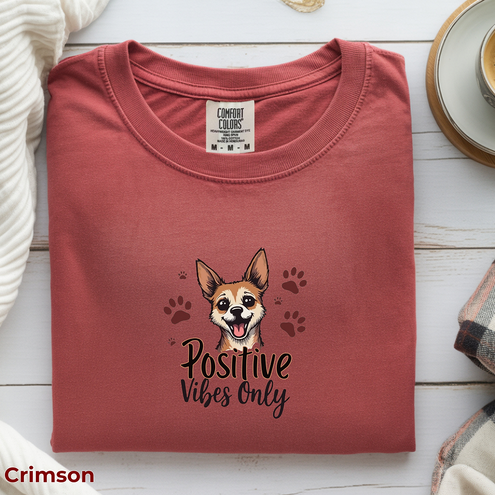 Thumbnail: Crimson, Pawsitive Vibes Only T-Shirt — Cute Dog Paw Print Tee
