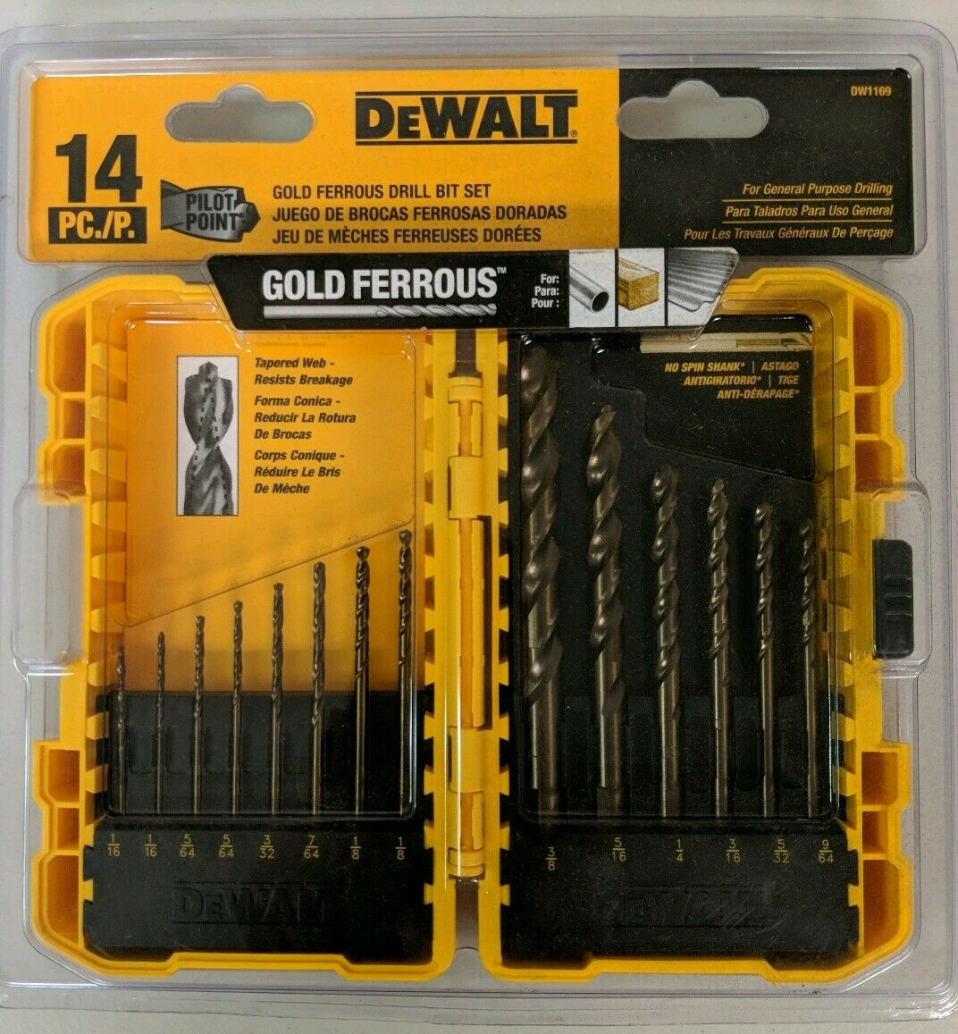 JOGO DE BROCAS  DOURADAS DEWALT 14 PEÇAS