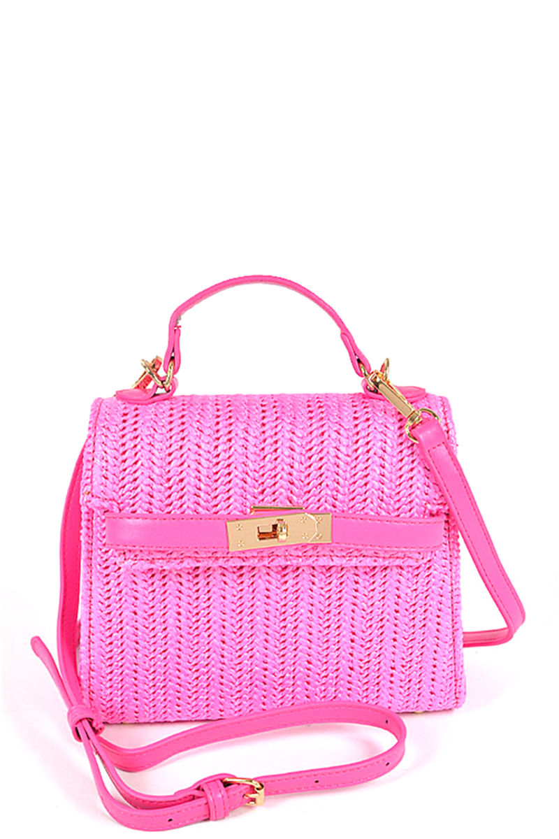 Thumbnail: Faux Straw Top Handle Clutch