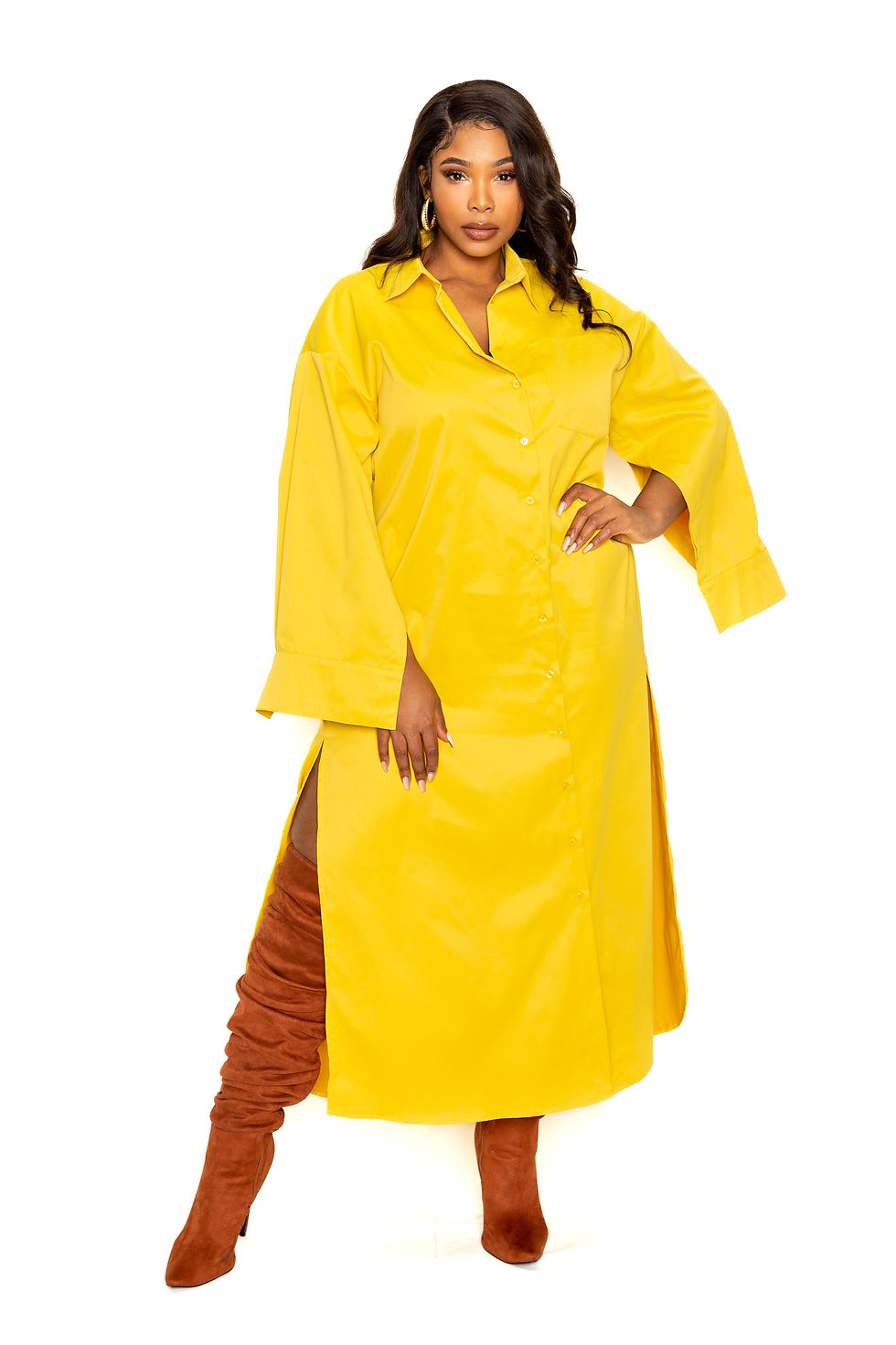 Thumbnail: Cape Sleeve Shirt Dress