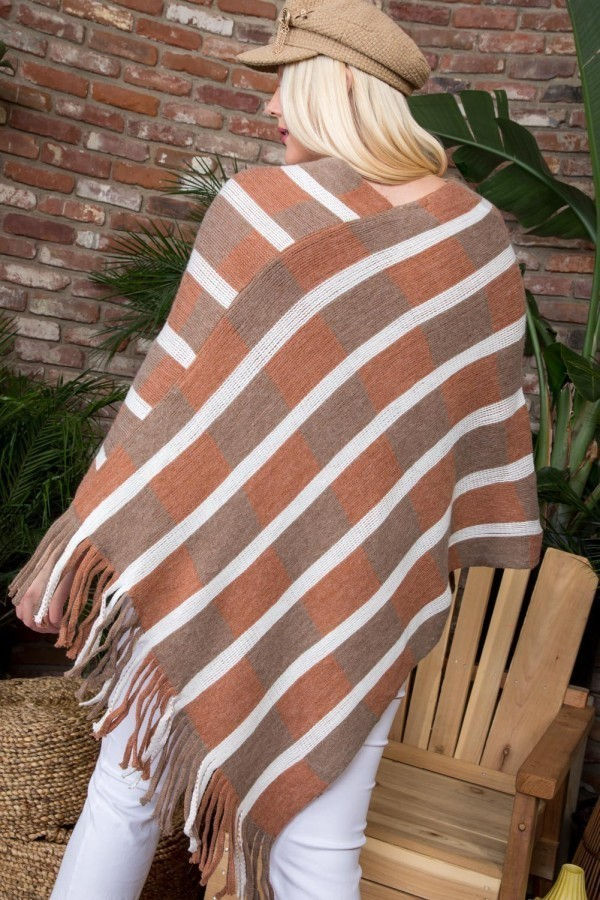 Thumbnail: Bottom Tassel Edge Multi Color Poncho