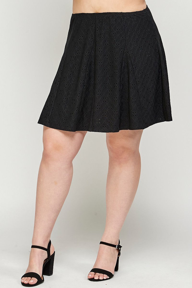 Thumbnail: Plus Size, Knit Eyelet A-line Skirt