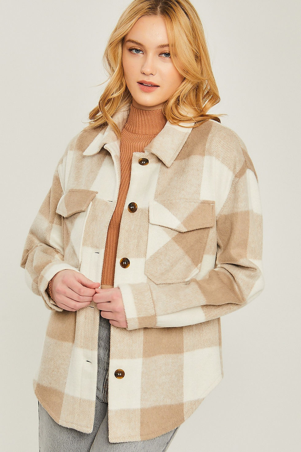 Thumbnail: Woven Yarn Dye Bust Pocket Jacket