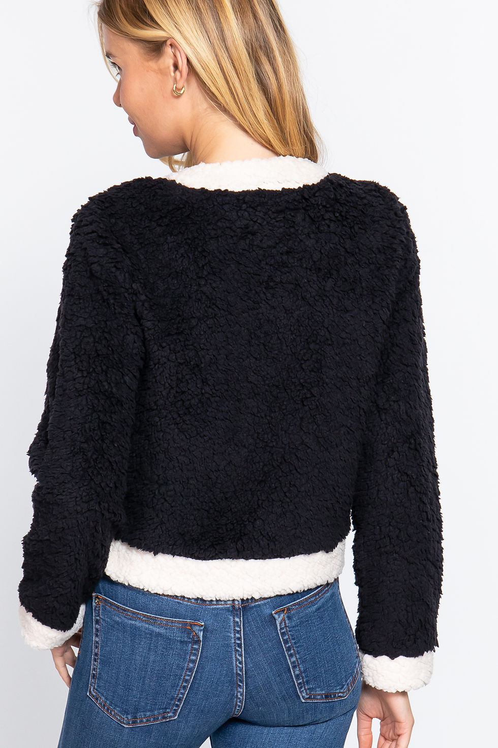 Thumbnail: Long Sleeve Pocket Detail Faux Fur Jacket