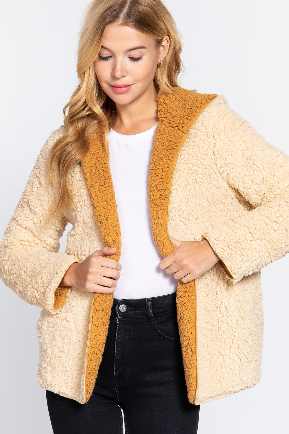 Thumbnail: Hoodie Faux Fur Reversible Jacket        