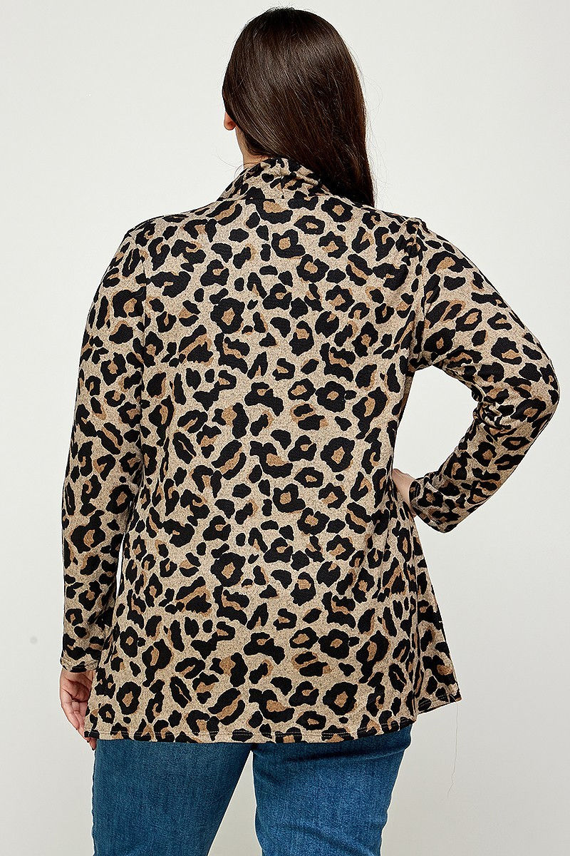 Thumbnail: Plus Size, Animal Leopard Printed Knit Cardigan