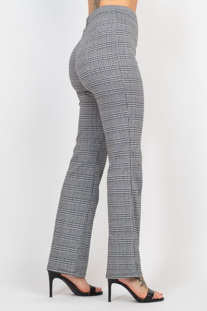 Thumbnail: Plaid Cut-out Long Sleeve Top & Pants Set