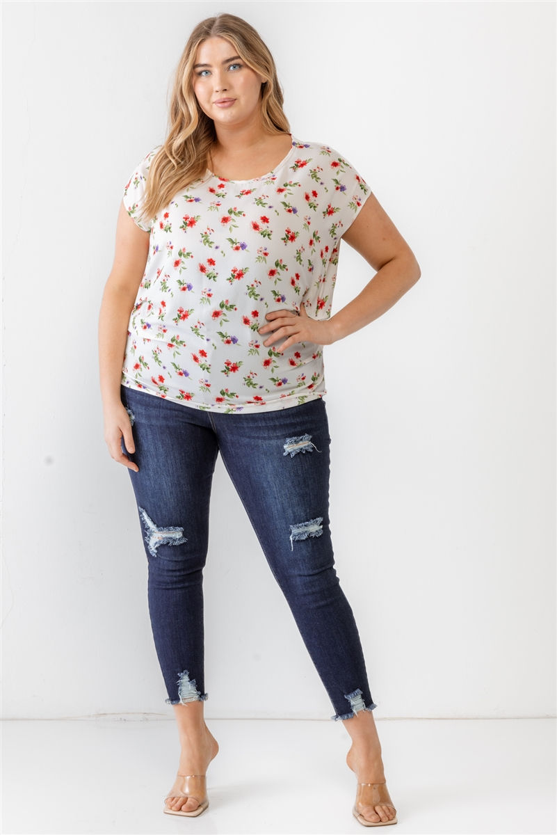 Thumbnail: Plus Flower Print Ruched Top