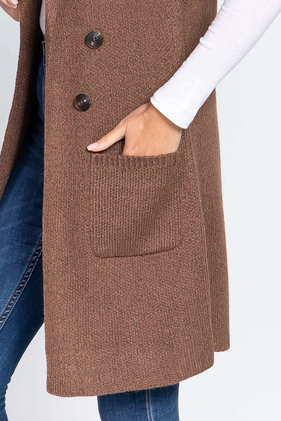 Thumbnail: Sleeveless Long Sweater Vest        