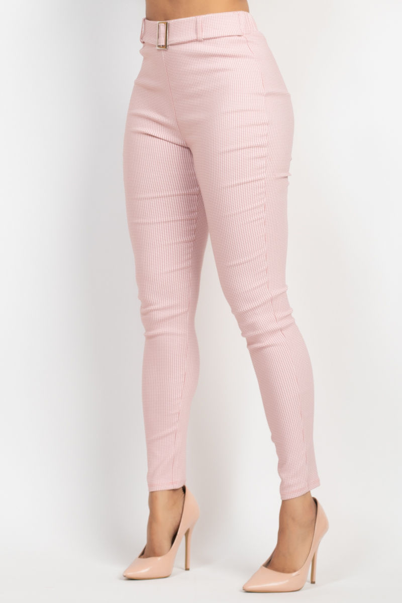 Thumbnail: Plaid Houndstooth Cami Crop Top & Belted Pants Set