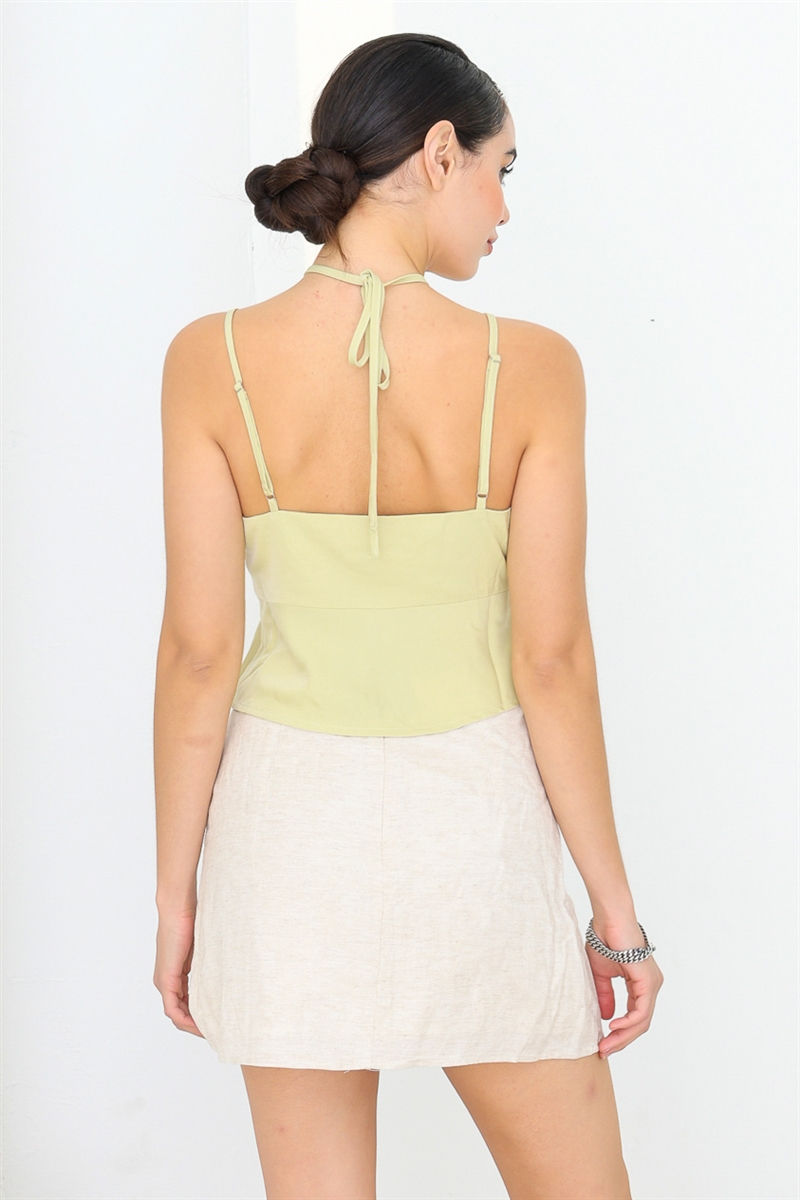 Thumbnail: Light Green U-ring Detail Strappy Sleeveless Top