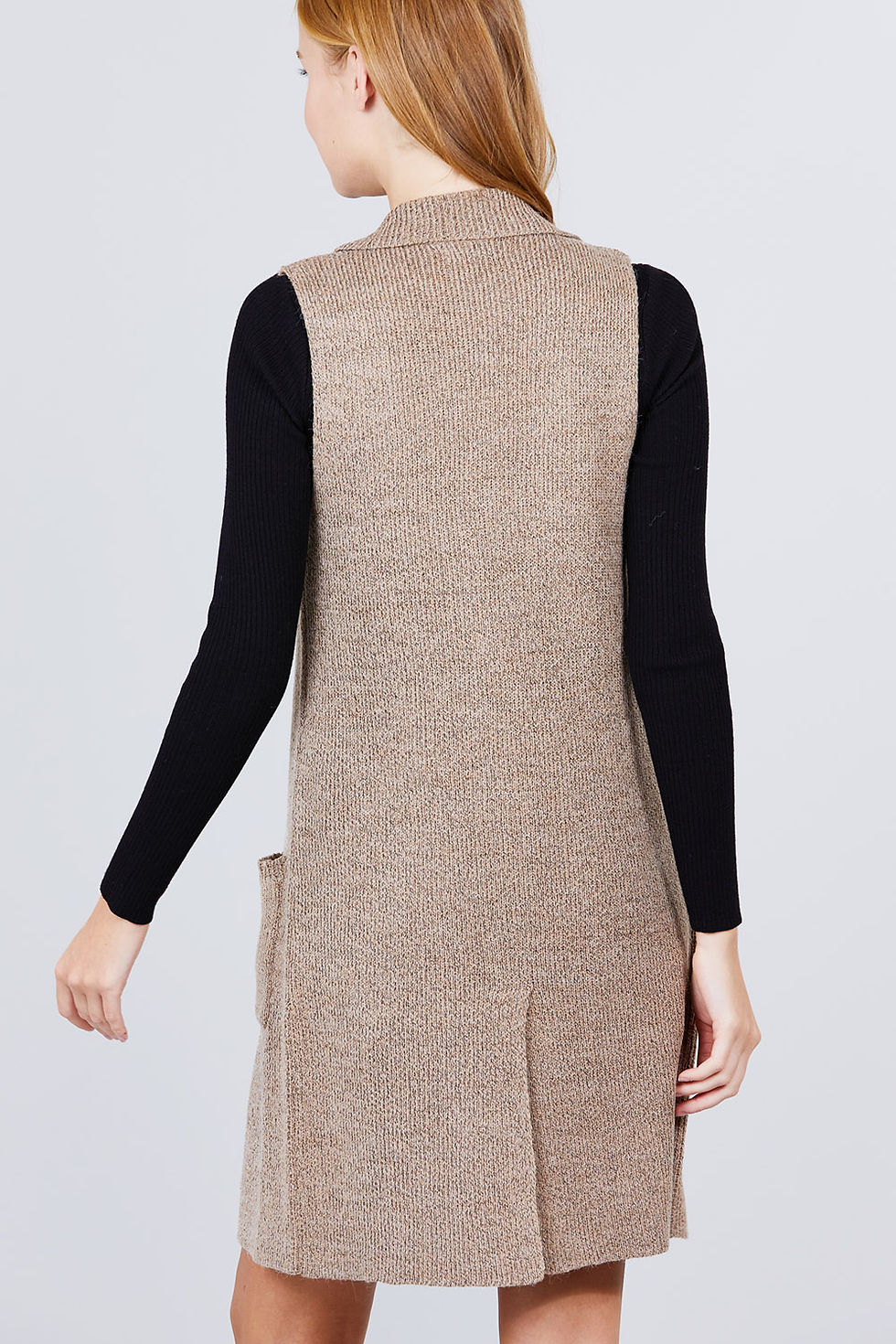 Thumbnail: Sleeveless Long Sweater Vest        
