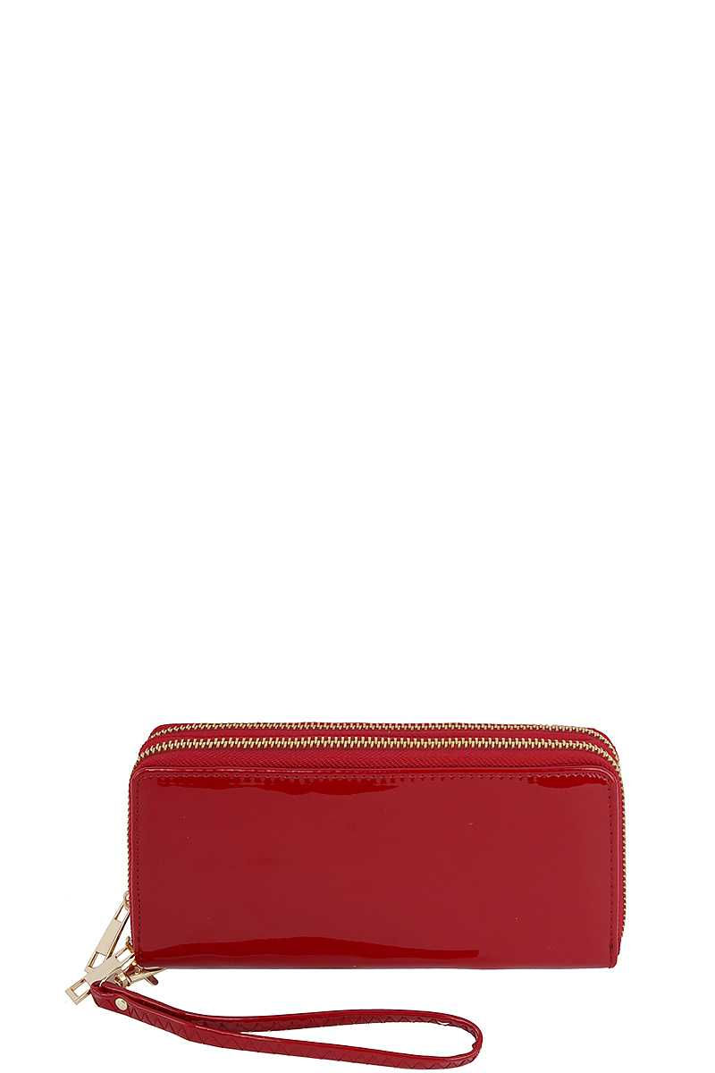 Thumbnail: Fashion Smooth Glossy Color Hand Wallet