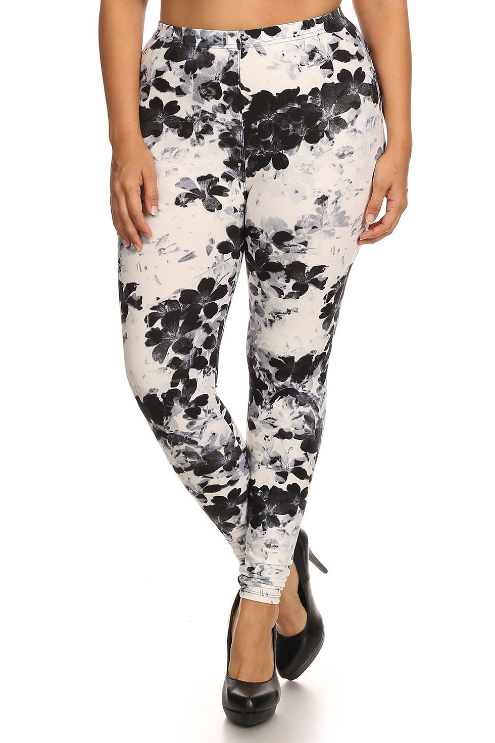 Thumbnail: Super Soft Peach Skin Fabric, Floral Graphic Printed Knit Legging With Elast...