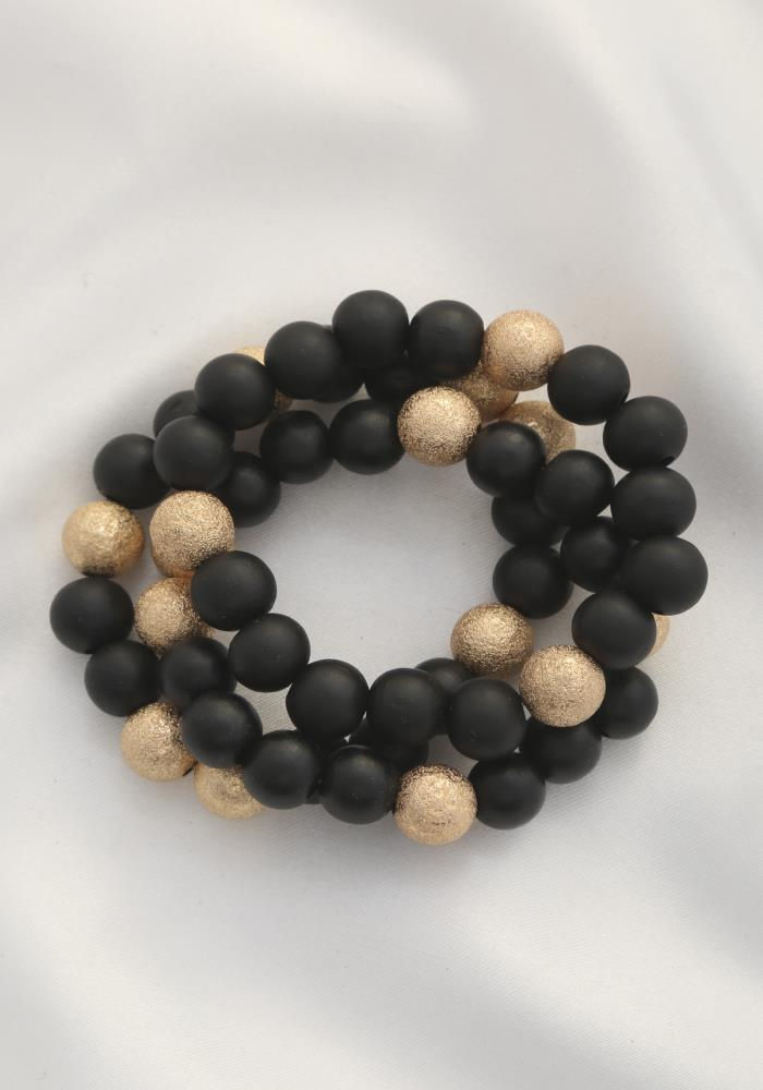 Thumbnail: Metal Wood Bead Bracelet