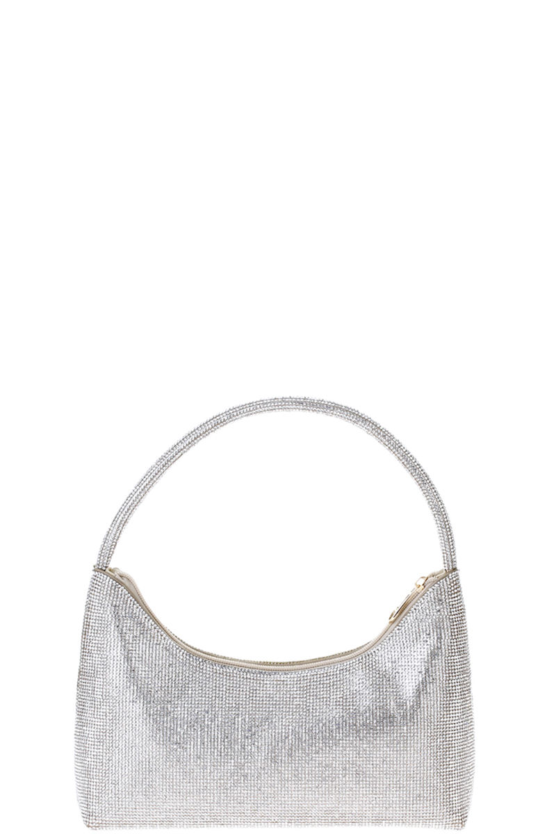 Thumbnail: Chic Rhinestone Curve Zipper Handle Bag