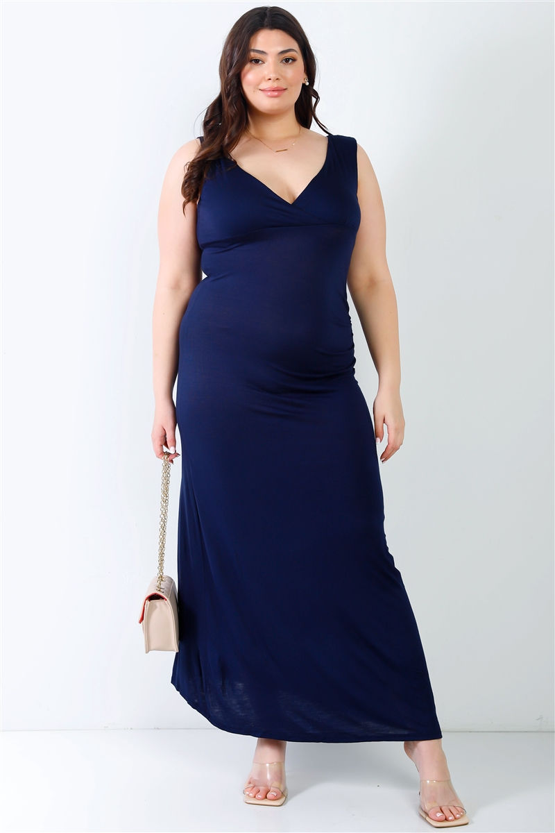 Thumbnail: Plus V-neck Sleeveless Maxi Dress