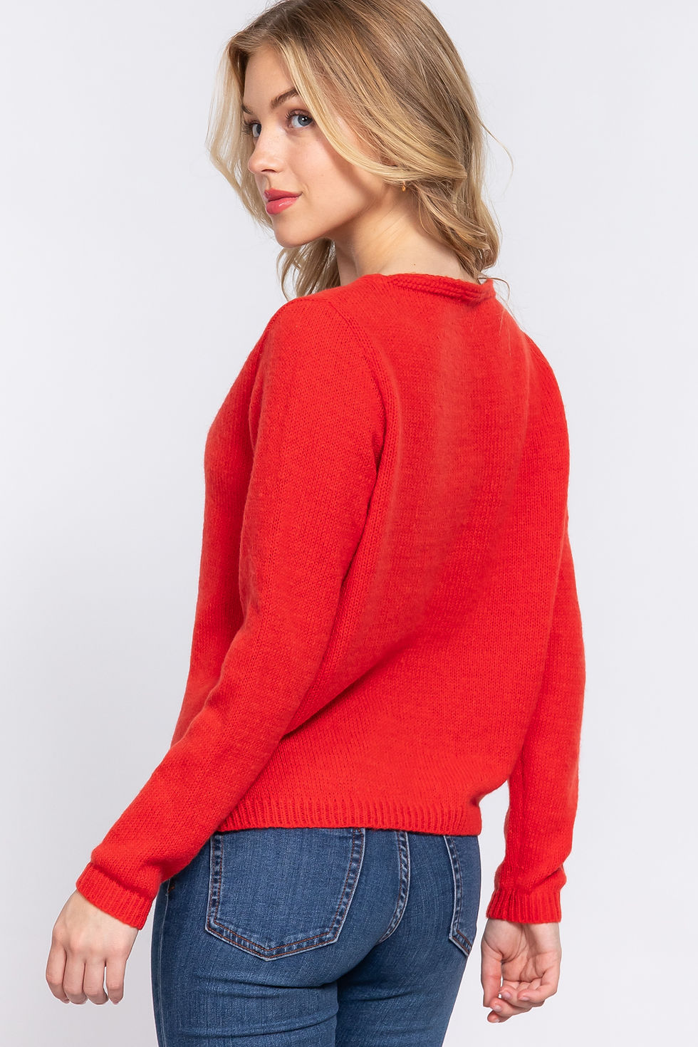 Thumbnail: Long Slv X Strap V-neck Sweater