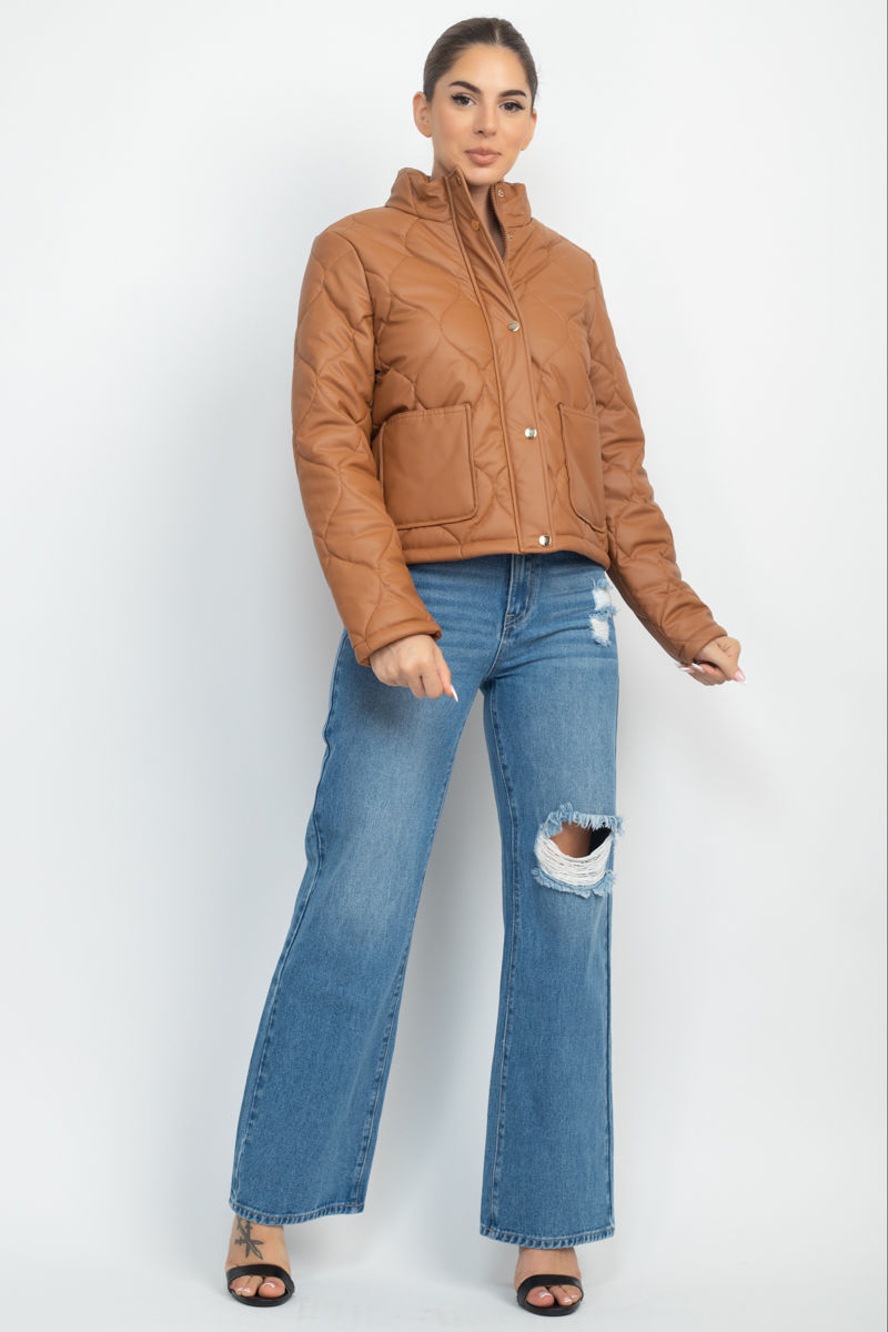 Thumbnail: Mock Neck Quilted Jacket