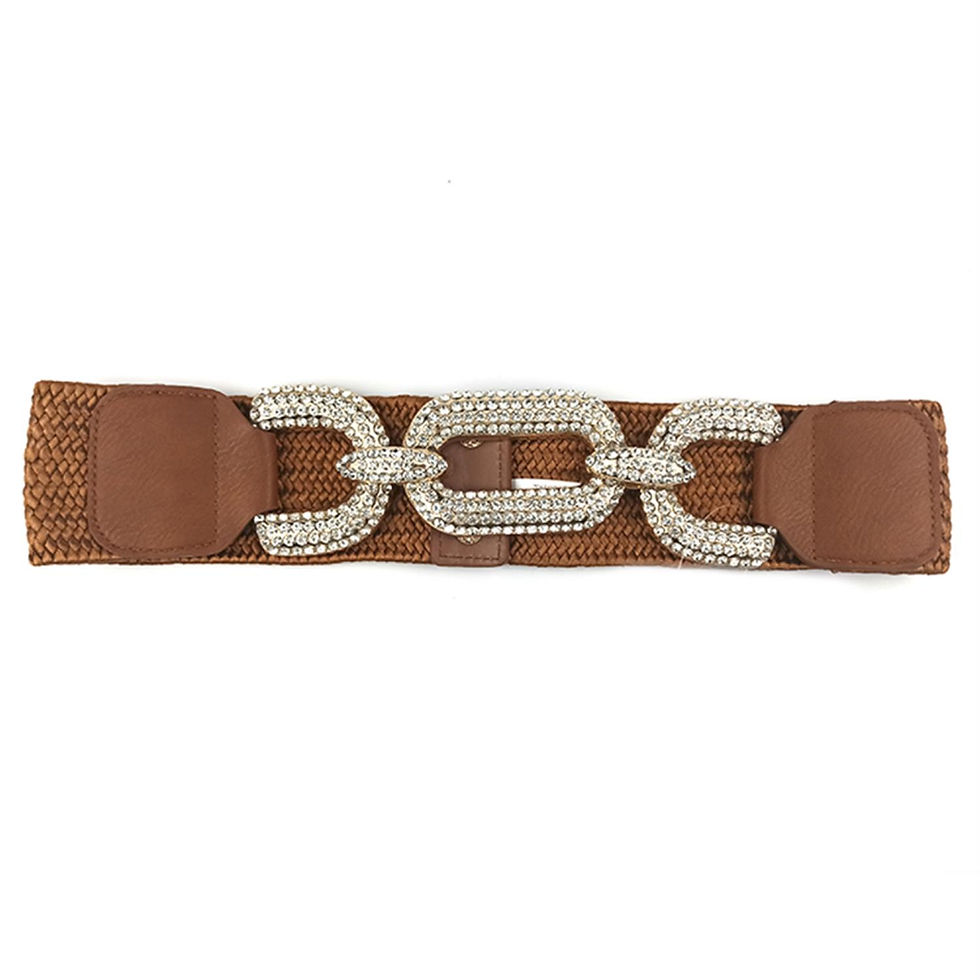 Thumbnail: Rhinestone Buckle Elastic Belt