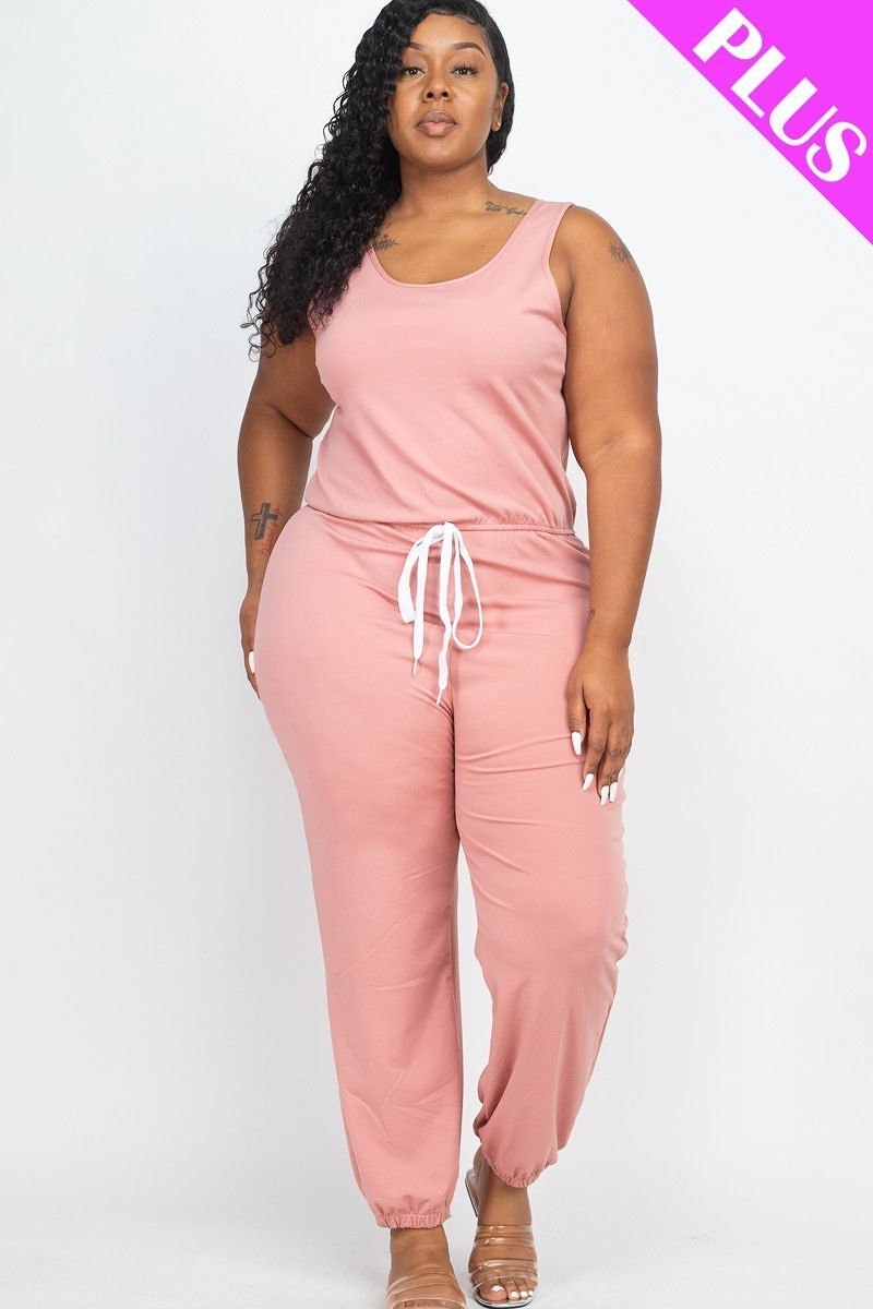 Thumbnail: Plus Elasticized Waist Jogger Jumpsuit