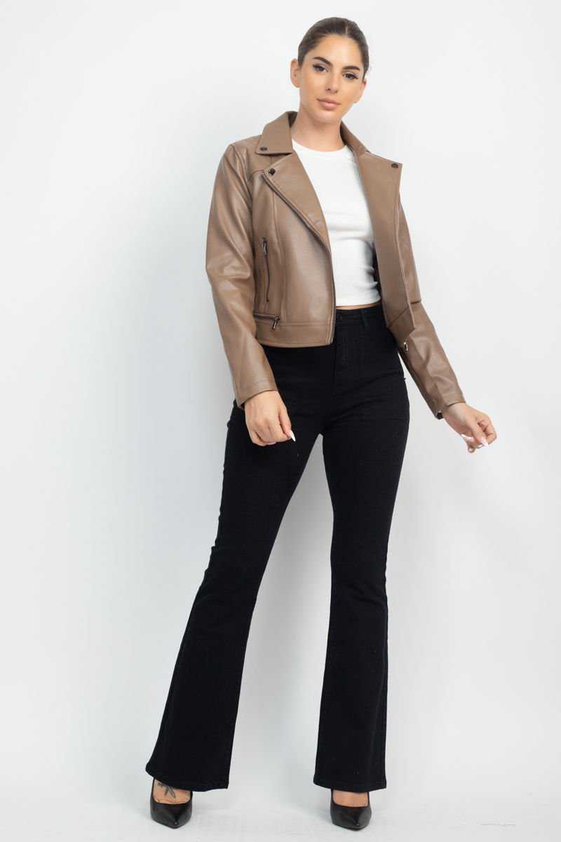 Thumbnail: Zippered Notch Lapel Rider Jacket