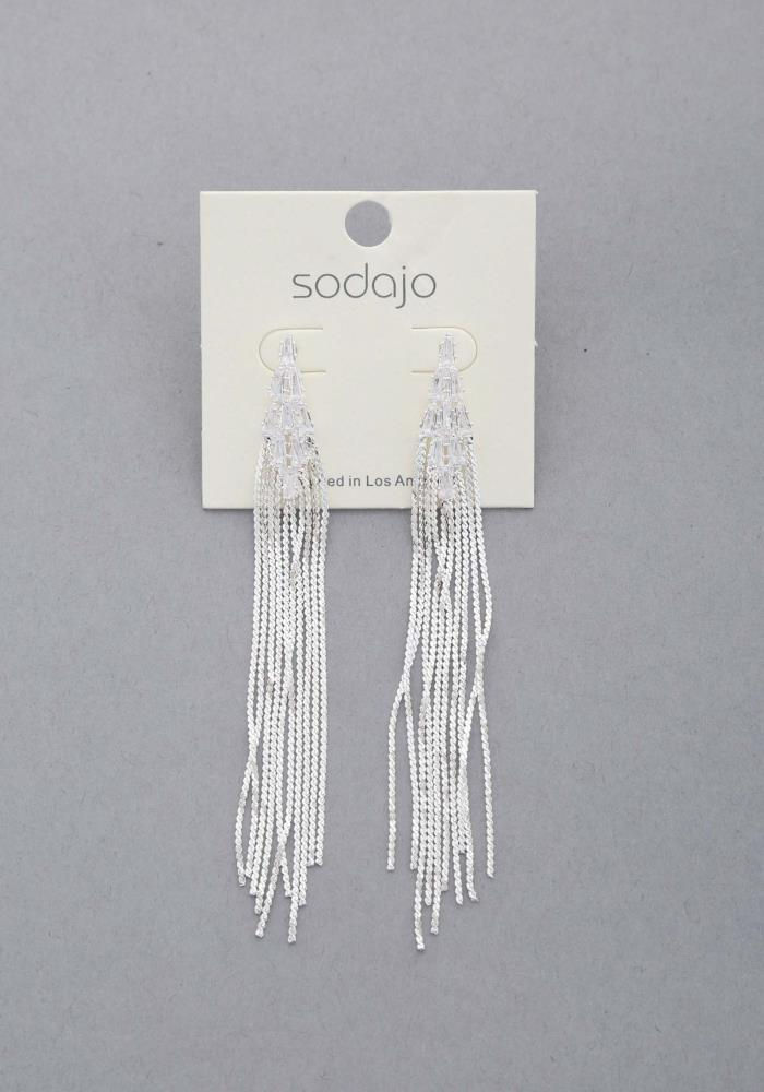 Thumbnail: Sodajo Crystal Metal Chain Dangle Earring