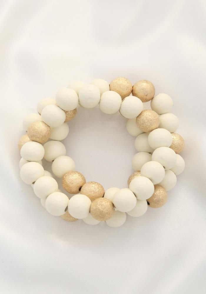 Thumbnail: Metal Wood Bead Bracelet