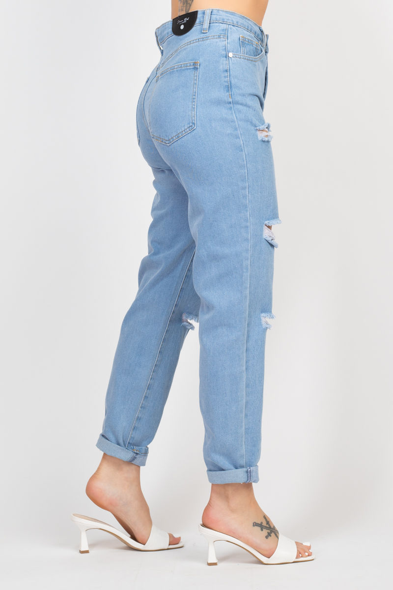 Thumbnail: Rolled Hem Ripped Denim Jeans