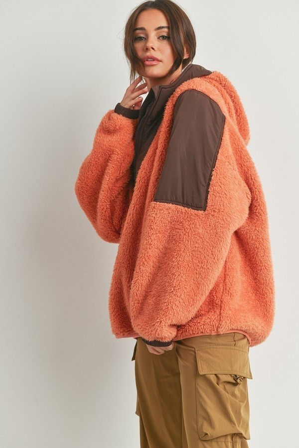Thumbnail: Two-toned Cozy Hooded Sweater
