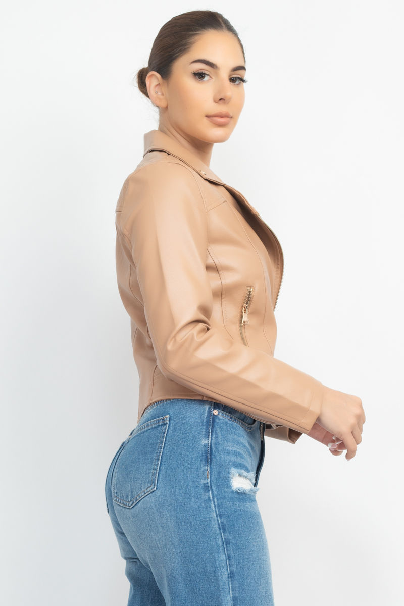 Thumbnail: Zippered Notch Lapel Rider Jacket