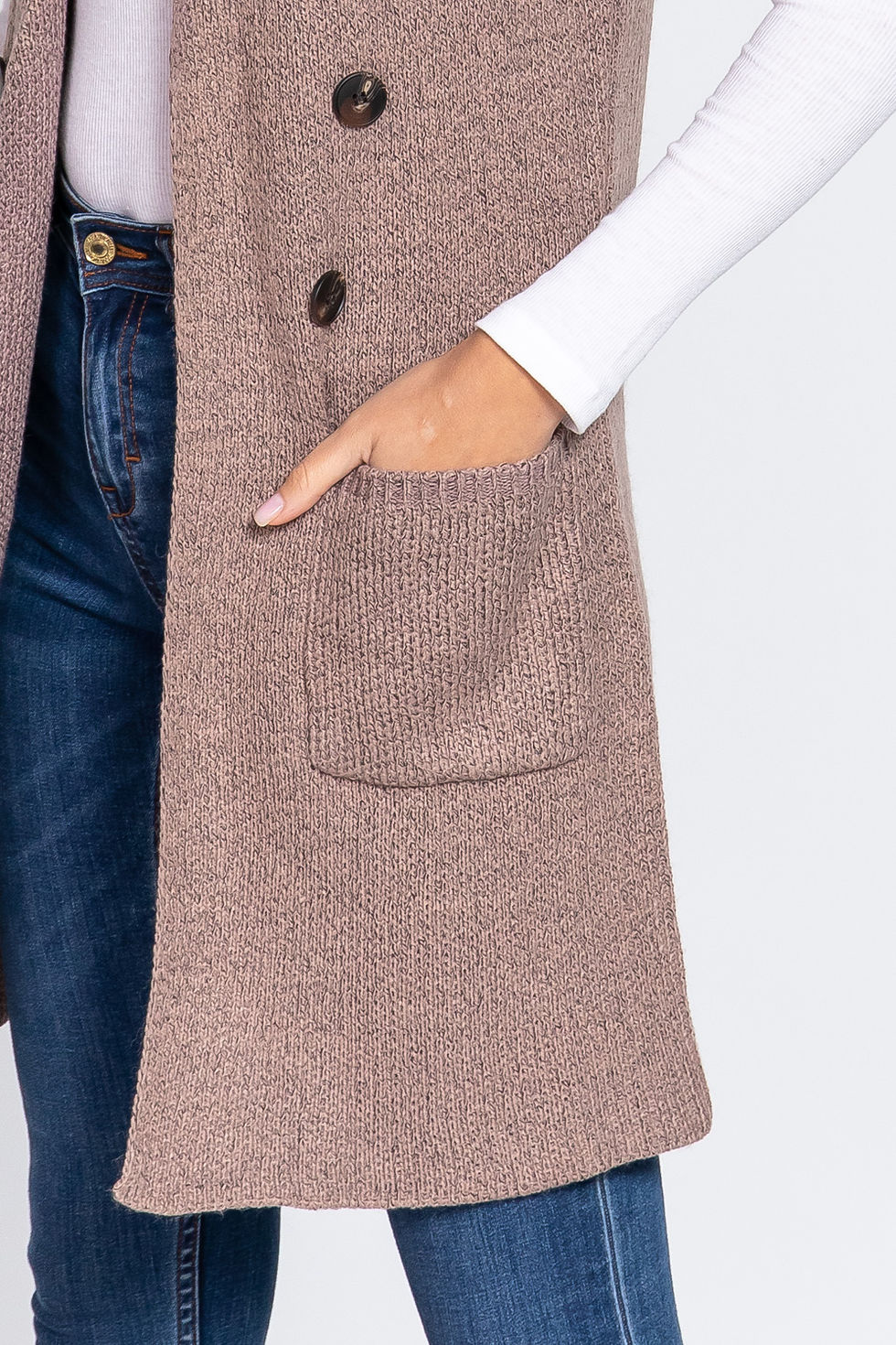 Thumbnail: Sleeveless Long Sweater Vest        