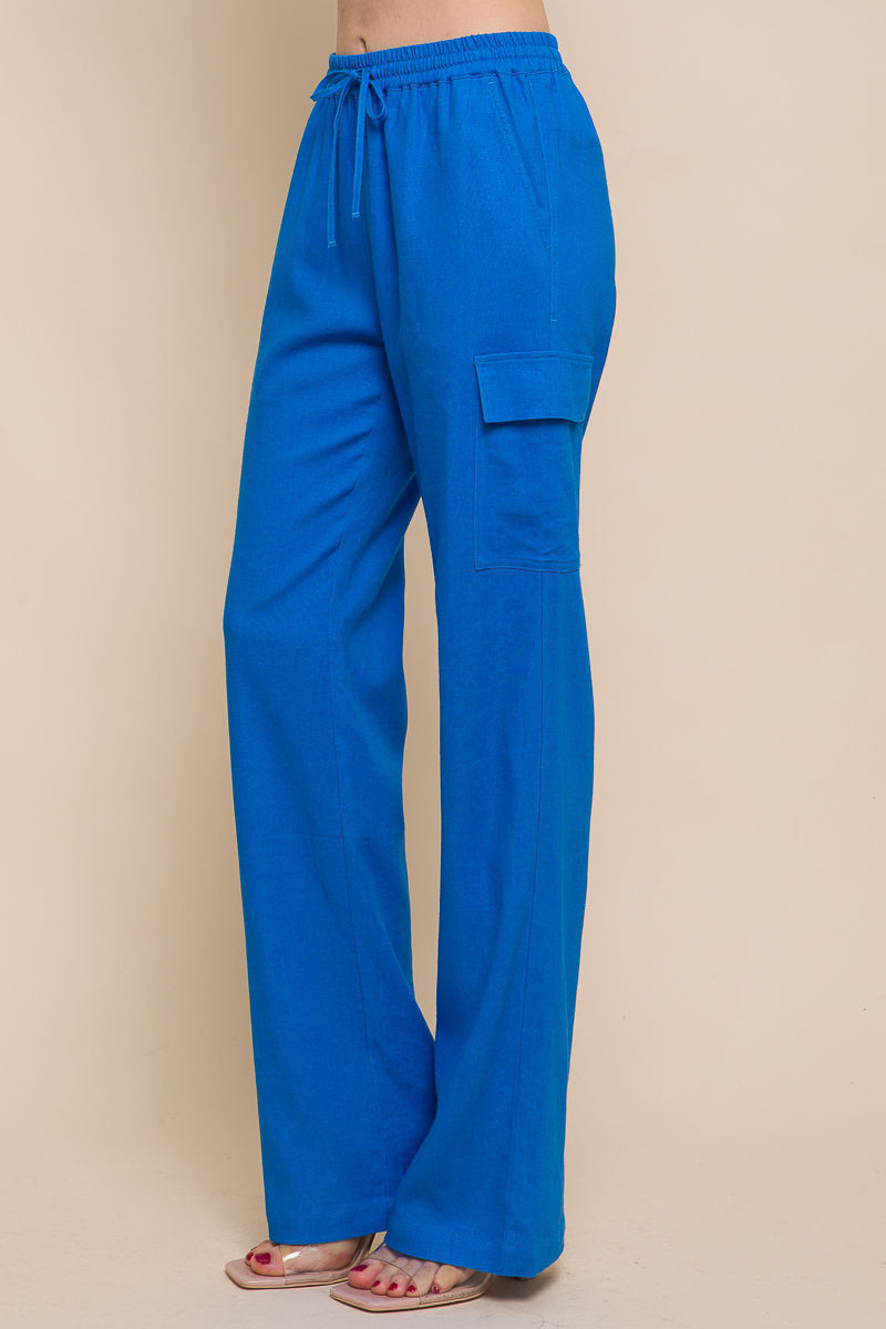 Thumbnail: Linen Straight Leg Cargo Pants
