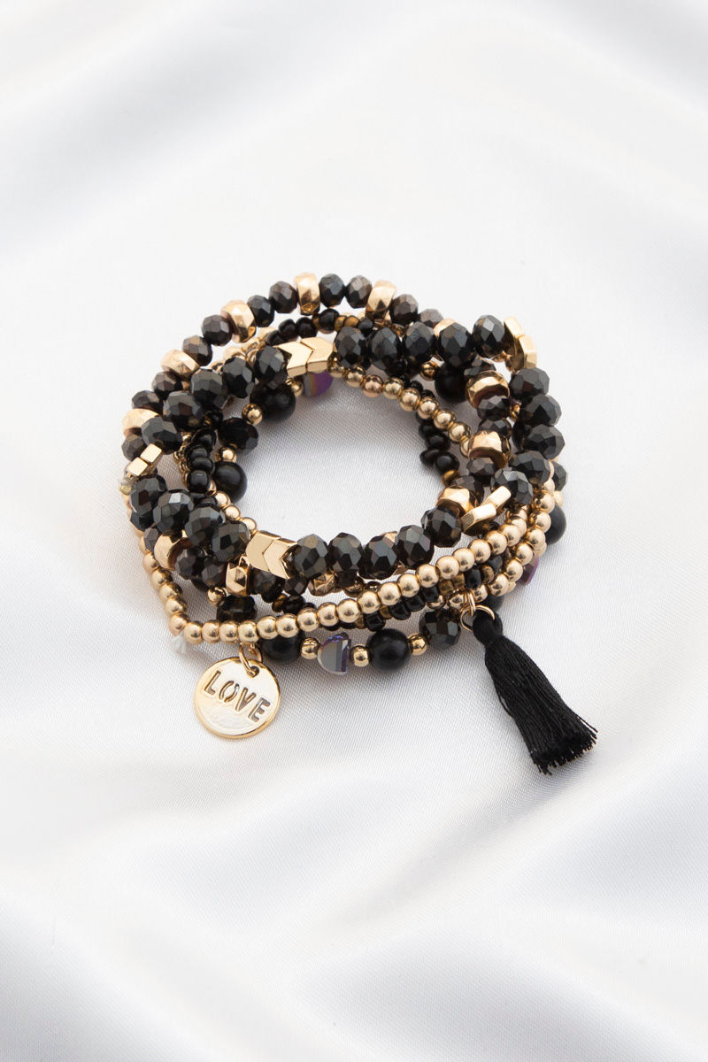 Thumbnail: Love Coin Tassel Beaded Bracelet