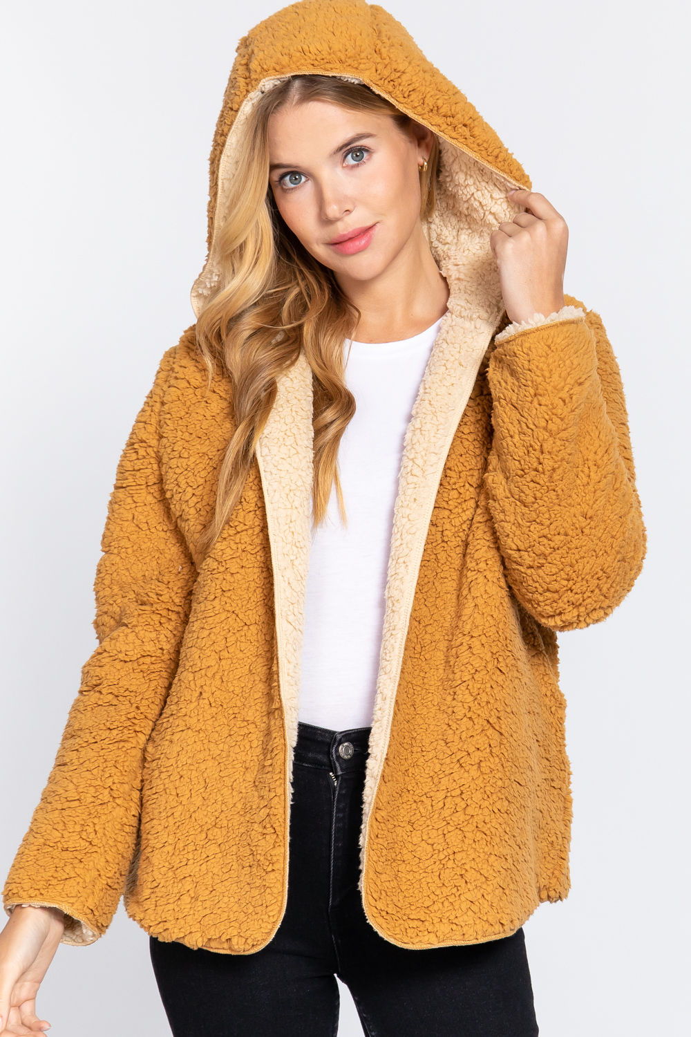Hoodie Faux Fur Reversible Jacket        