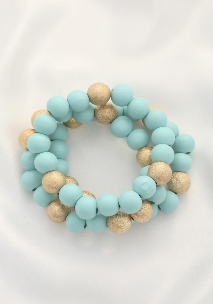 Thumbnail: Metal Wood Bead Bracelet