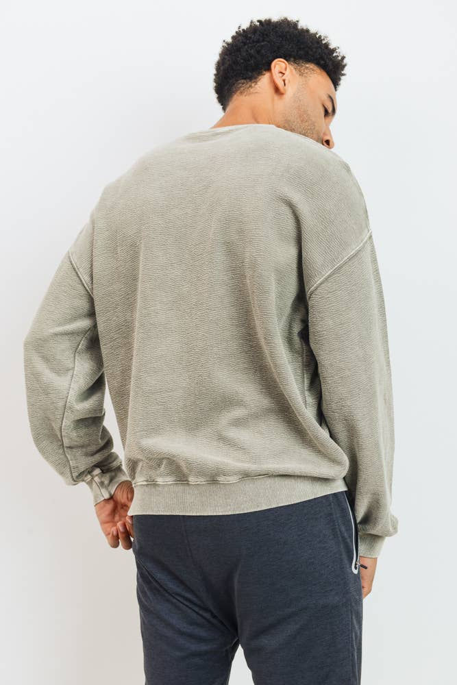 Thumbnail: Mono B Men - Mineral Wash Cotton Jacquard Pullover